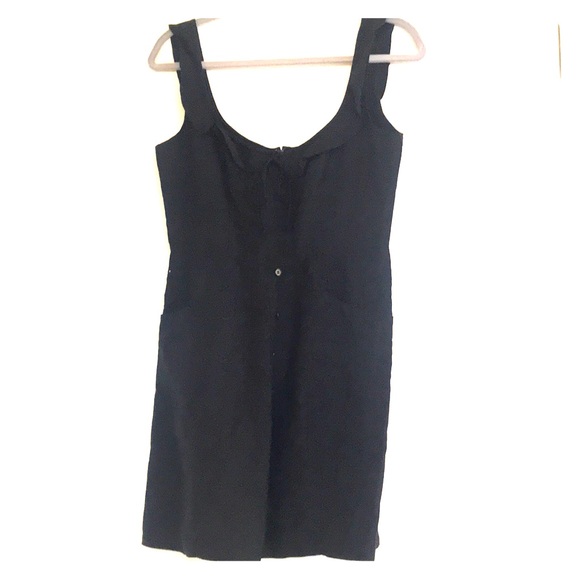 Reformation Dresses & Skirts - Black linen dress with ruffle details and pockets.